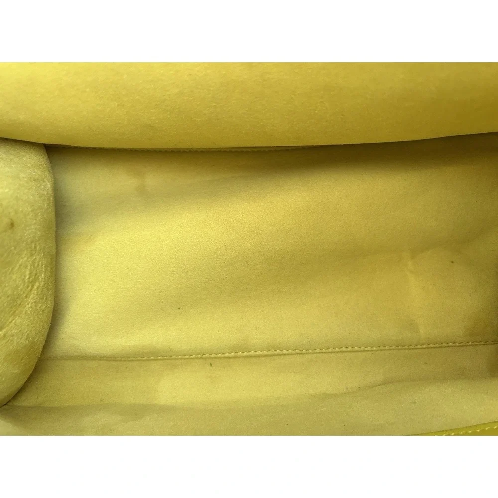 Prada Vitello Daino Yellow Leather Double Zip Tote Satchel Handbag